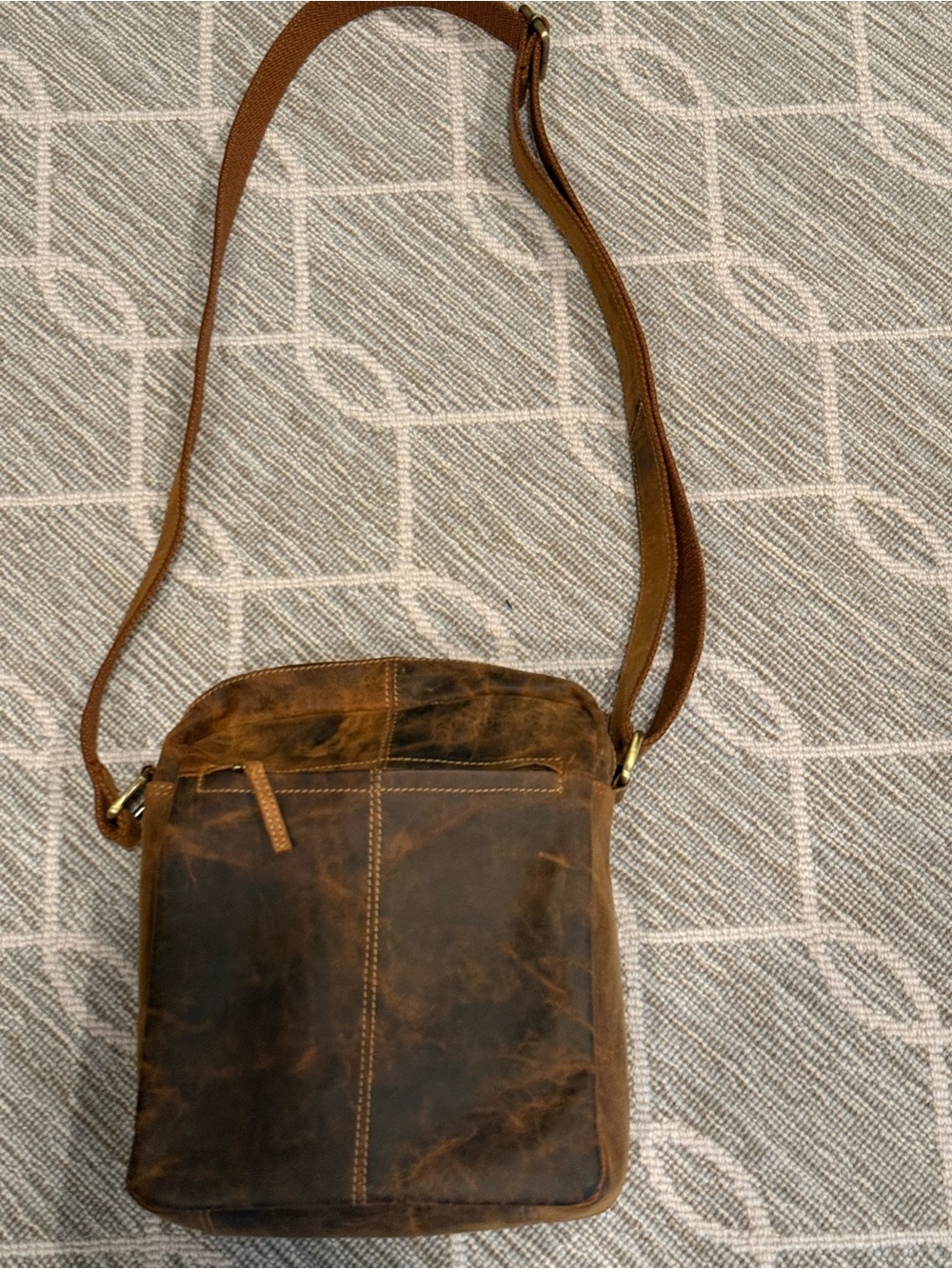 Vera Pelle Vintage Brown Distressed Leather Crossbody Bag